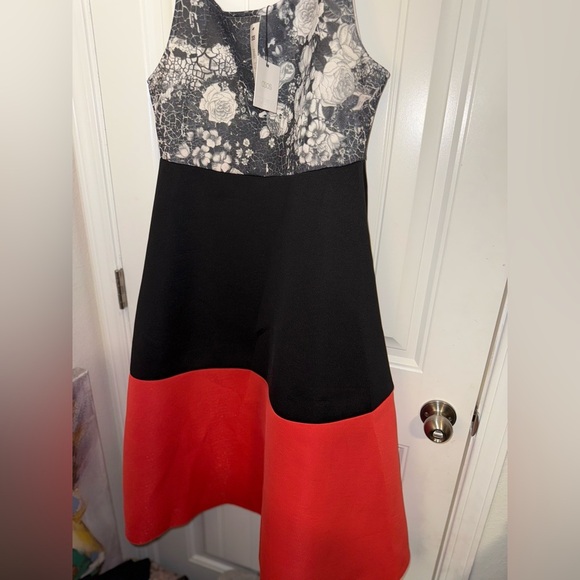 ASOS Black and White A-Line Midi Dress for Cocktail Events - Picture 3 of 14
